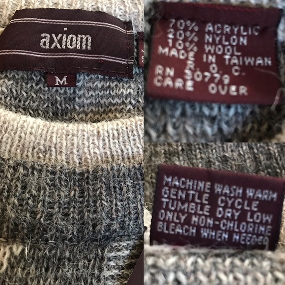 New AXIOM Crew Neck Sweater-Gray/Beige-Size Med - Picture 6 of 8